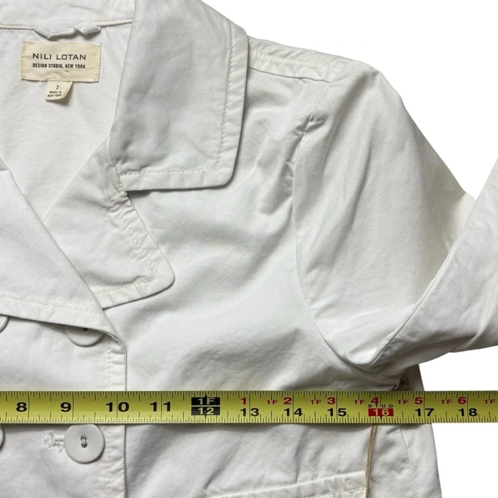 NILI LOTAN Cropped Cotton Ira Jacket Size 2 PFD Condensed 3/4 Sleeve Eggshell - Picture 7 of 13